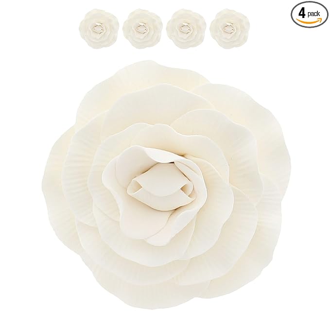 Global Sugar Art Peony Rose Sugar Cake Flowers, White, 4 Count by Chef Alan Tetreault