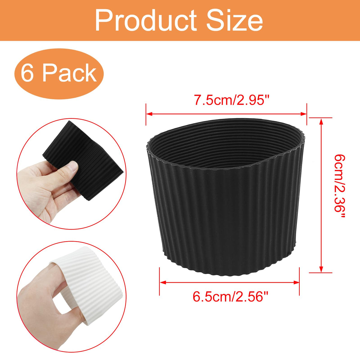 Piutouyar 6 Pcs Reusable Coffee Cup Sleeves,Black & White Mug Cup Protector