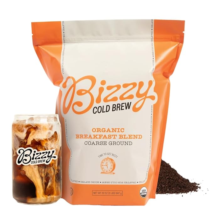 Bizzy Organic Cold Brew Coffee | Breakfast Blend | Coarse Ground Coffee | Medium-Light Roast |