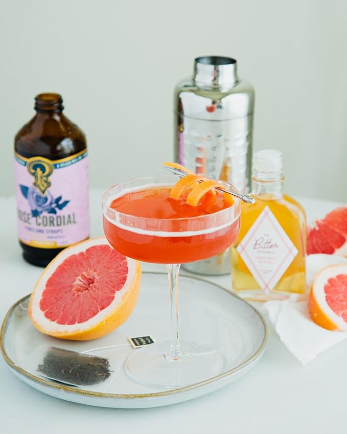 Portland Syrups Rose Cordial Syrup - Craft Exquisite Floral beverages for Cocktails, Mocktails