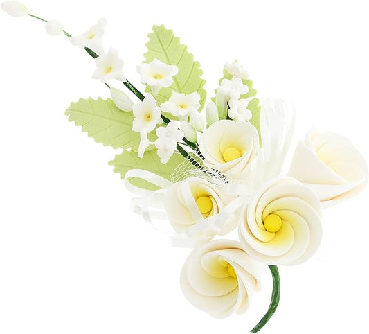 Global Sugar Art Tropical Frangipani Plumeria Sugar Cake Flowers Wedding Cake Topper Large, White