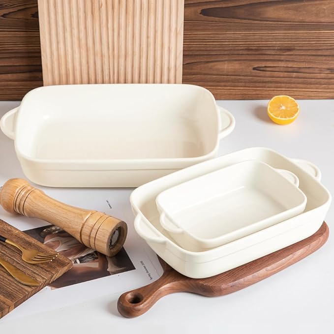 Sweejar Casserole Dishes for Oven, Ceramic Bakeware Set of 3, Lasagna Pan Deep with Handle