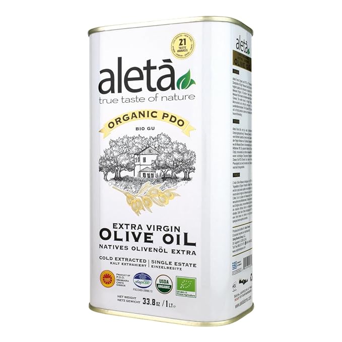 Aleta Farms Olive Oil Extra Virgin, USDA Organic, Single Estate PDO Polyphenol Rich Olive Oil, Cold
