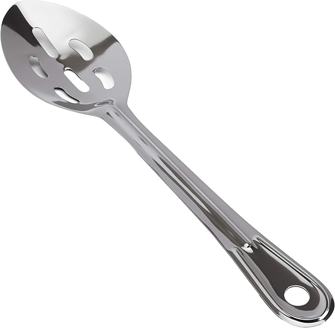 Super Strong, Ergonomic 11 in Serving Spoon 1 Pk. Big, Slotted Stainless Steel Spoons for Cooking