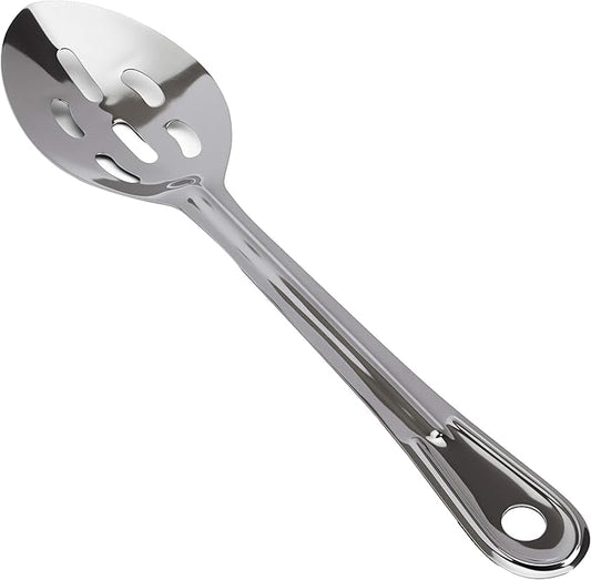 Super Strong, Ergonomic 11 in Serving Spoon 1 Pk. Big, Slotted Stainless Steel Spoons for Cooking