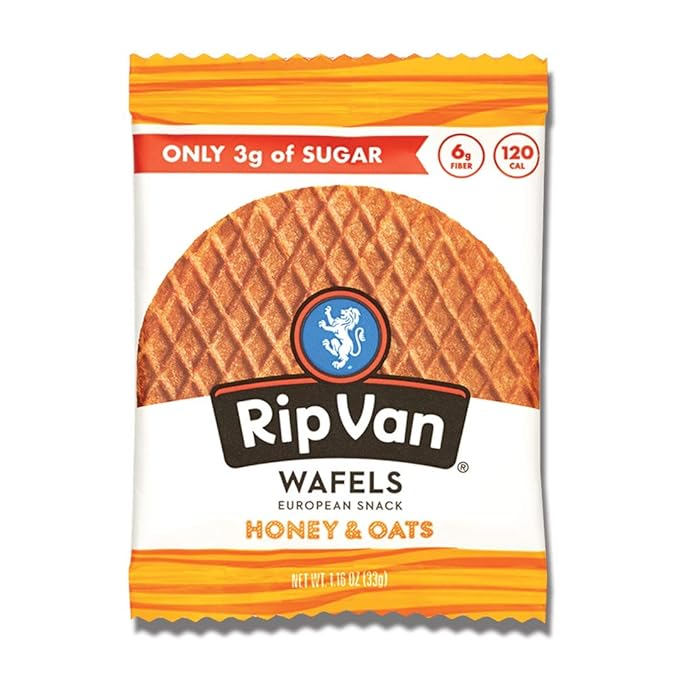 Rip Van Wafels Honey & Oats Stroopwafels - Healthy Snacks - Non GMO Snack - Keto Friendly - Office