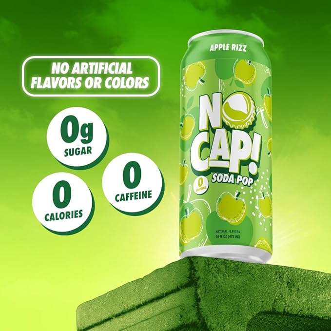 No Cap! Healthy Soda Drinks For Kids, Teenagers & Adults,Natural Flavors, Zero Sugar, Zero Calorie
