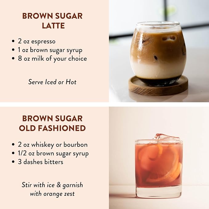 Brown Sugar Agave Simple Syrup for Coffee & Cocktails - Clean Simple Syrup Sweetened with Raw Agave