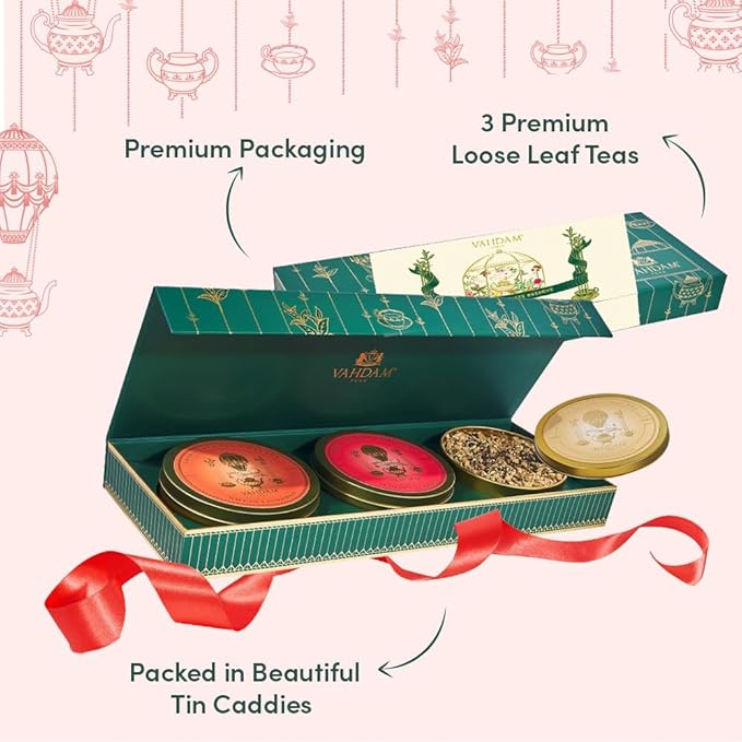 VAHDAM, Oprah's Favorite Tea Gift Sets | 3 Premium Chai Teas in Golden Tin Caddy Gift Box | Exotic