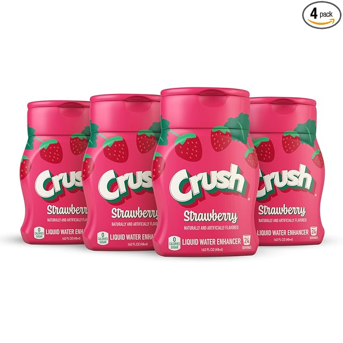 Crush, Strawberry, Liquid Water Enhancer - New, Better Taste! (4 Bottles, Makes 96 Flavored Water