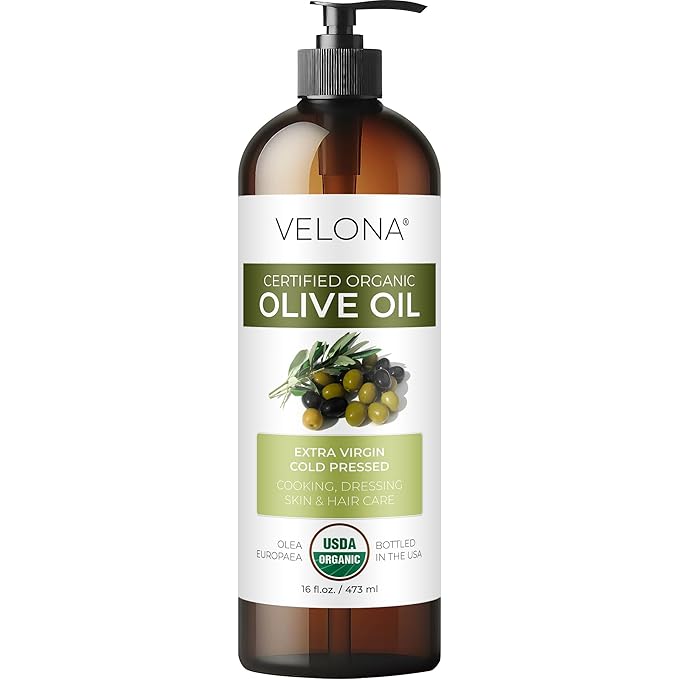 velona USDA Certified Organic Olive Oil - 16 Fl Oz | 100% Pure and Natural Carrier Oil | Extra