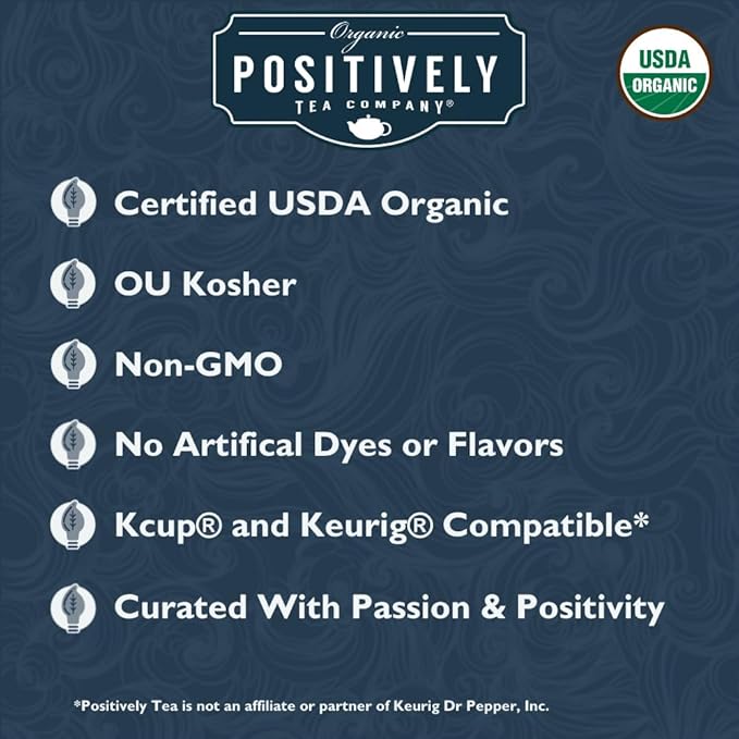 Organic Positively Tea Company, Juicy Peach Black Tea, K-Cup Compatible, 24 Pods