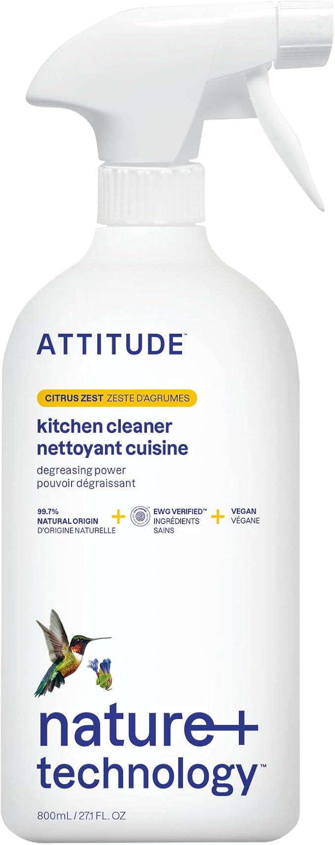 ATTITUDE Kitchen Cleaner Spray, EWG Verified, Powerful Degreaser, Cuts Grease & Grime, Plant-Based