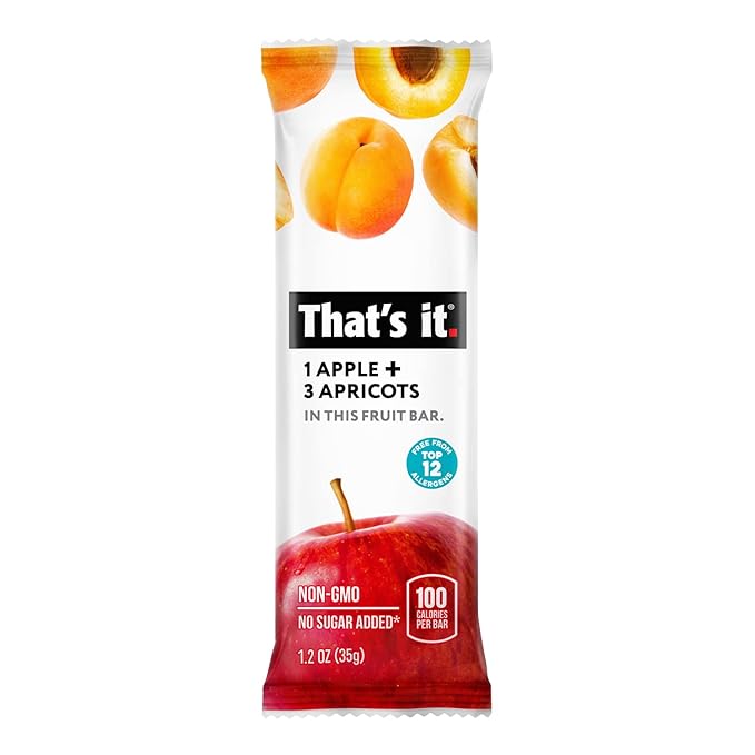 That's it. Apple + Apricot 100% Natural Real Fruit Bar, Best High Fiber Vegan, Gluten Free Healthy