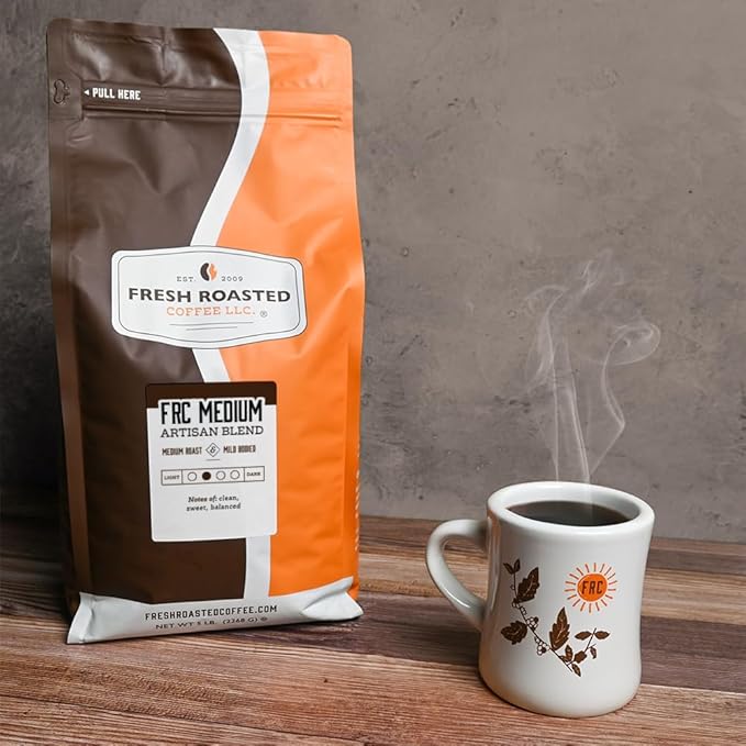 Fresh Roasted Coffee, FRC Medium Roast Blend, 2 lb (32 oz), Kosher, Whole Bean