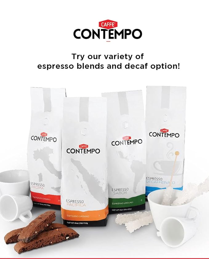 CAFFÉ CONTEMPO Italian Style Ground Espresso, Aroma Blend, 1 LB Fine Grind, Dark Roast, Freshly
