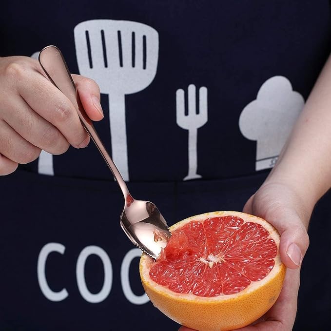 Set of 3 Stainless Steel Grapefruit Spoons with Serrated Edges and Grapefruit Knives - Perfect