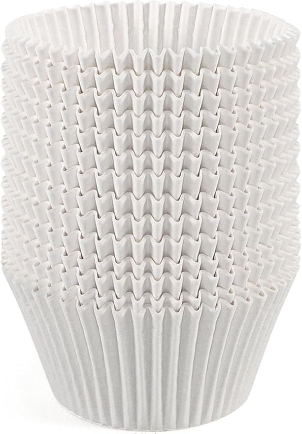 Caperci White Jumbo Cupcake Liners Large Baking Cups, Odorless, Food Safe Grease-Proof Papers
