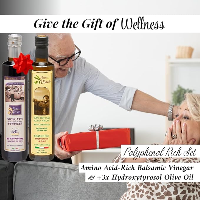 Papa Vince Extra Virgin Olive Oil & Balsamic Set - EVOO First Cold Pressed Dec 2023/24, Balsamic