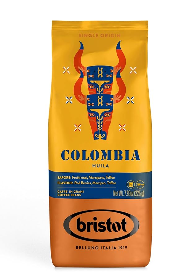Bristot Single Origin Colombia Huila | Italian Single Origin Espresso Beans | 100% Arabica | Medium