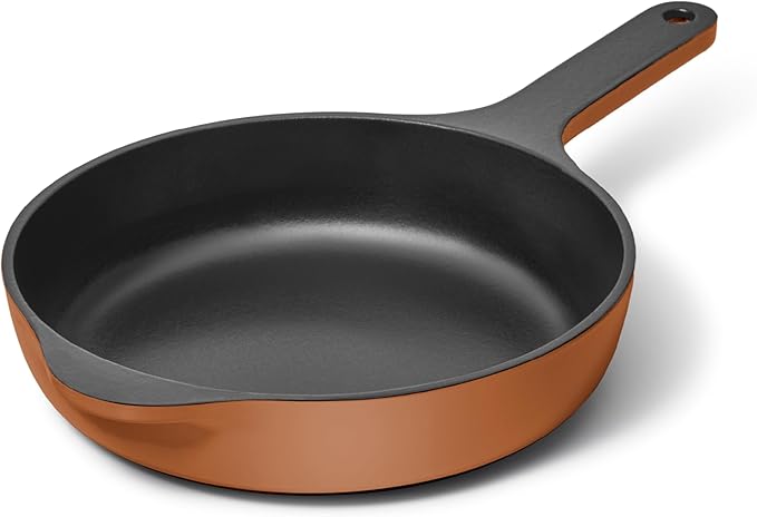 Caraway Cast Iron Skillet - 8” Enameled Cast Iron Pan With 3 Layer Enamel Coating - No Seasoning