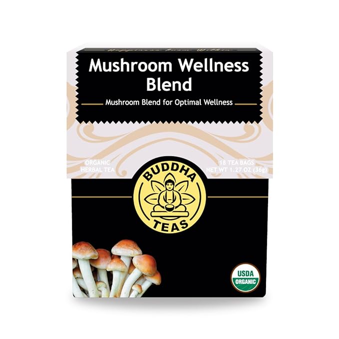 Buddha Teas - Organic Mushroom Wellness Blend - Herbal Tea - For Health & Wellbeing - With