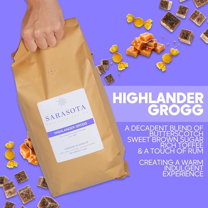 Sarasota Coffee Whole Bean Highlander Grogg | Medium Roast Gourmet Flavored Coffee Beans | Low