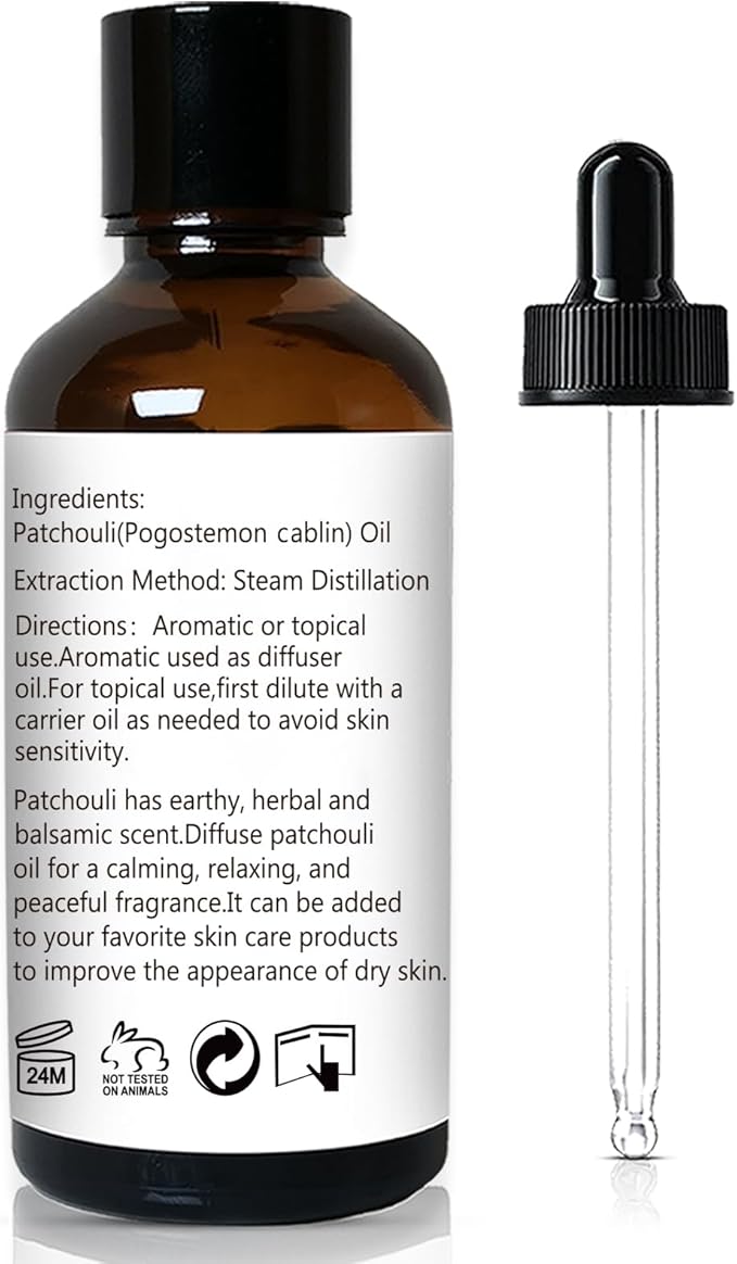 Patchouli Essential Oil 1 Oz, 100% Pure Patchouli Oil for Skin, Diffuser, Perfume & DIY - 30ml