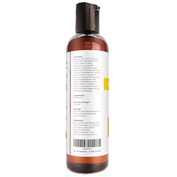 velona Canola Seed Oil 4 fl oz | 100% Pure and Natural Carrier Oil | Refined, Expeller pressed |