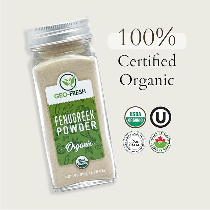 Geo-Fresh Fenugreek Powder Organic ??2.29 oz (65g) ??Organic Fenugreek Powder ??Ground Spices for