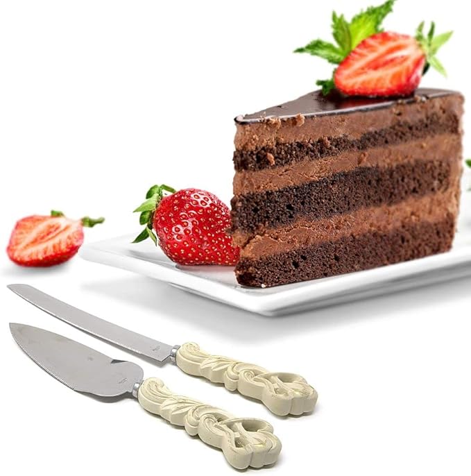 GIFTS INFINITY® Personalized Wedding Cake Knife and Server Set Free Engraving (2468) - Valentine's