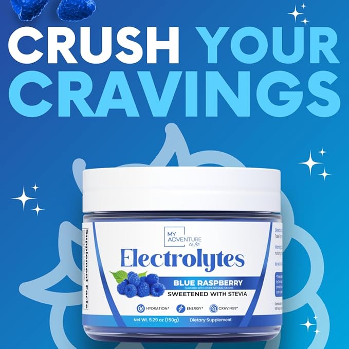 Zero Sugar - Blue Raspberry Electrolytes Powder - Refreshing Hydration - Caffeine Free Energy - All