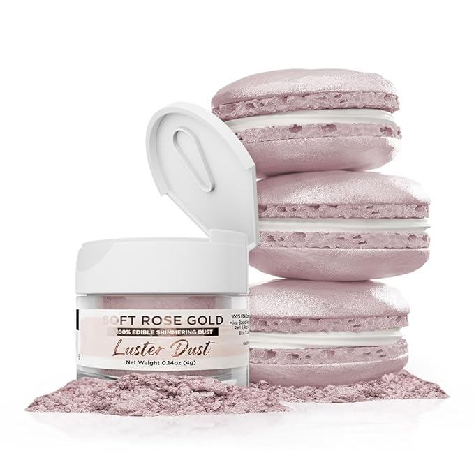 Luster Dust - Soft Rose Gold (4g 1x Jar) | Edible Vegan Dust & Paint for Cake Decorating, Ice