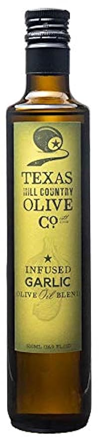 Texas Hill Country Olive Co Garlic Infused Olive Oil - Cold Pressed Gourmet EVOO Olive Oil - Great