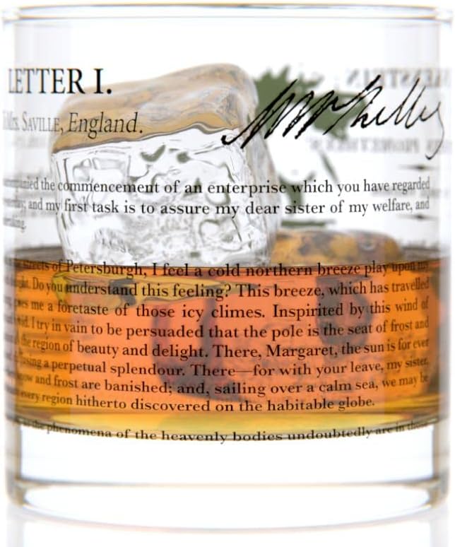 Well Told Classic Literature Rocks Glass - Frankenstein by Mary Shelley - Old Fashioned Whiskey