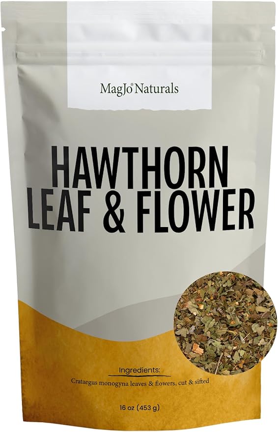 MagJo Naturals, Hawthorn Leaf and Flower (1 Pound), Wild-Crafted, Cut and Sifted, Dried Loose Leaf