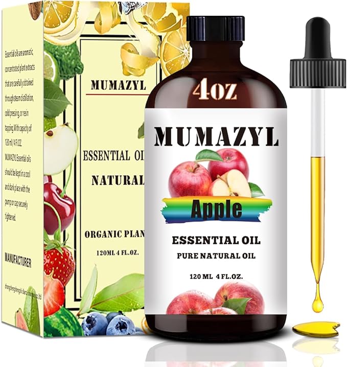 Apple Essential Oil, Apple Oil 4 Fl Oz 120ML for Diffuser Humidifier Yoga Cleaning DIY Candle Soap