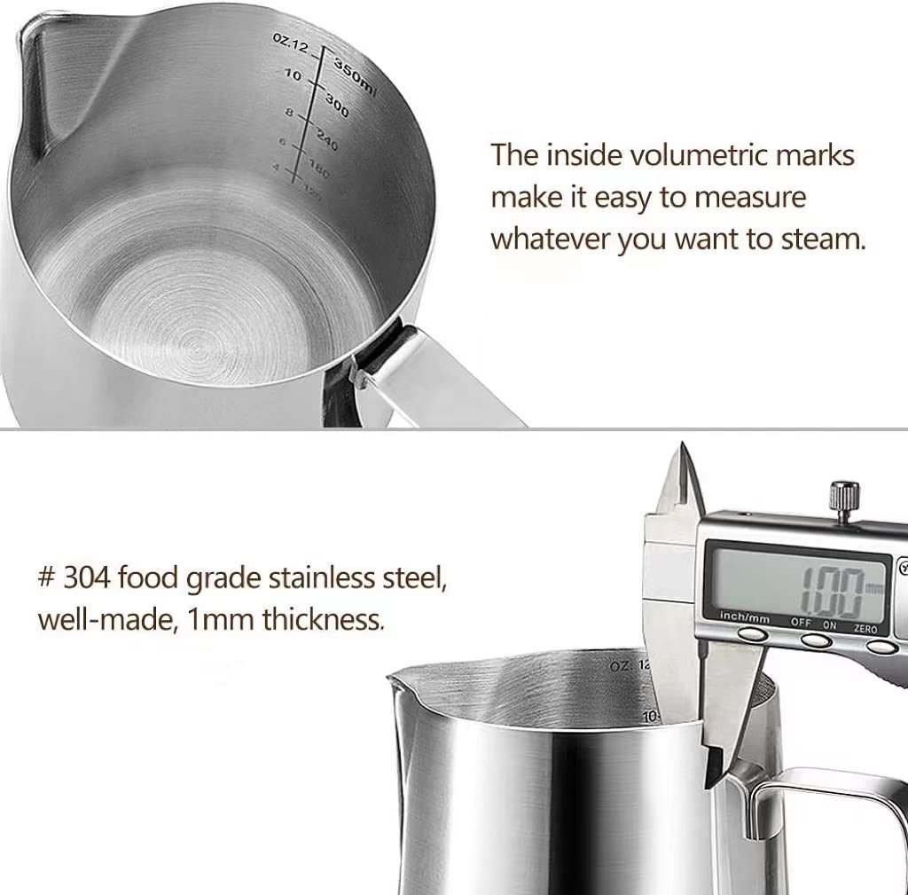 HOOMIL Milk Frothing Pitcher, 12oz/20oz/32oz 304 Stainless Steel