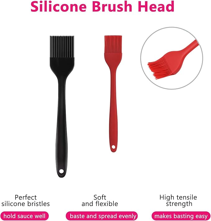 Silicone Basting Pastry Brush Set 2 Pack Heat Resistant Spread Oil Butter Sauce for BBQ Grill