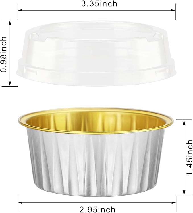 EUSOAR Cupcake Liners with Lids, 30pcs 5oz Disposable Aluminum Foil Ramekins cupcake Baking Cups