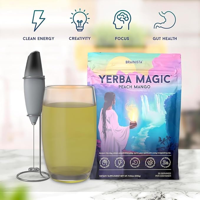 Yerba Mate Instant Tea Powder, 3-in-1 Super Drink - Clean Energy, Brain Fog Buster, and Gut Health
