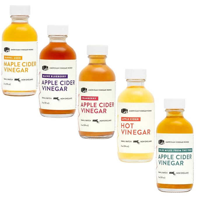 American Vinegar Works - Apple Cider Vinegar Sampler Pack - Includes Apple, Cranberry Apple, Hot