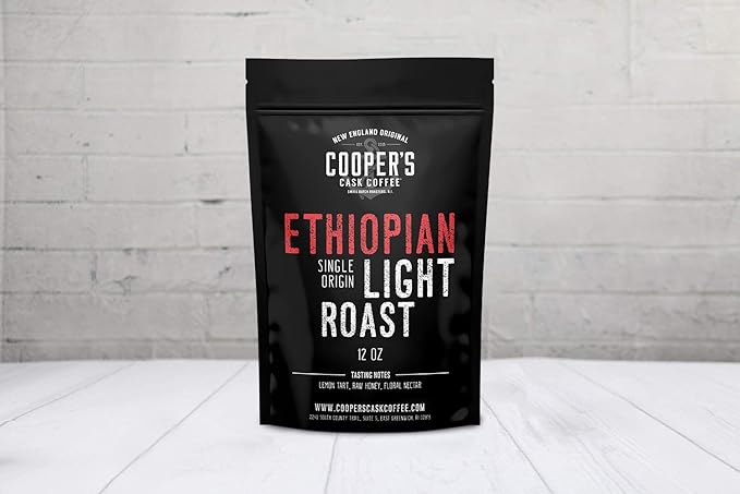 Ethiopian Bold Light Roast Coffee, Gourmet Single-Origin Coffee Beans from Ethiopia, Whole Bean