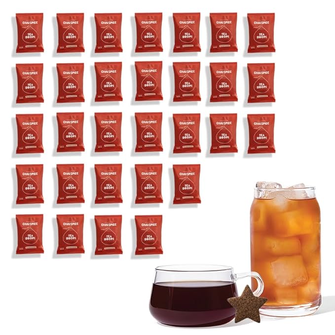 Tea Drops 30 Bulk Pack Organic Spiced Chai Bagless Tea - Loose Leaf, Lightly Sweetened, On-The-Go.