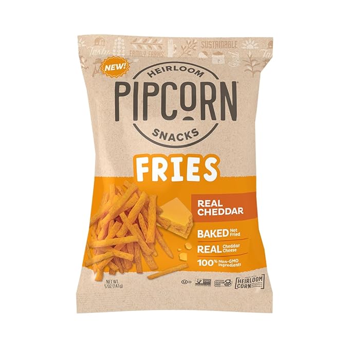 Heirloom Baked Cheddar Fries by Pipcorn - 5oz 6pk - Healthy Snacks, Gluten Free Snacks, Non-GMO