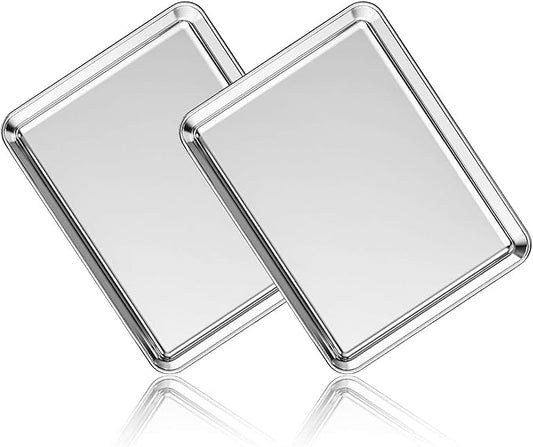Stainless Steel Baking Sheet Set of 2, Deedro Cookie Sheet Metal Baking Pan Oven Tray, Non Toxic &