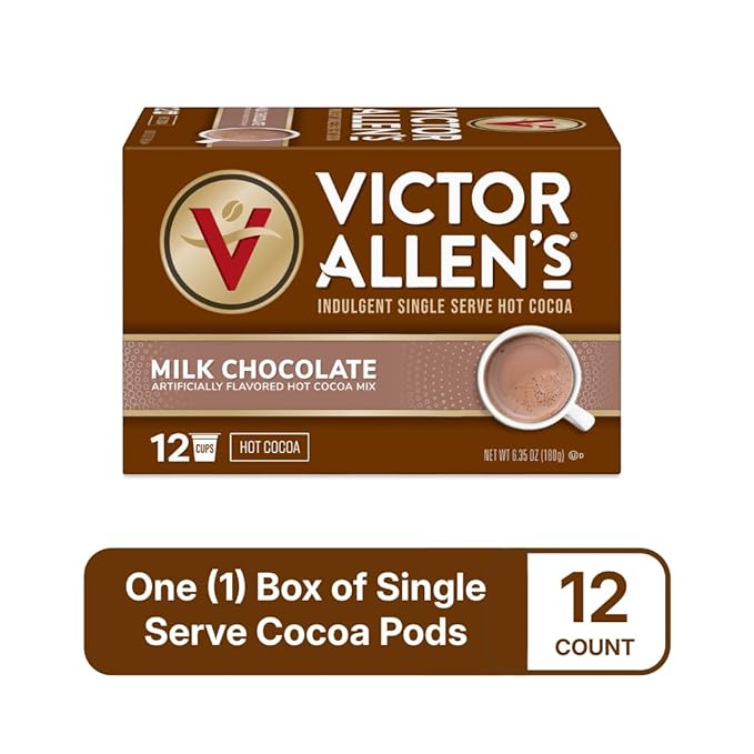 Victor Allen's Coffee, Milk Chocolate Hot Cocoa, 12 Count, Single Serve Hot Cocoa Pods for Keurig