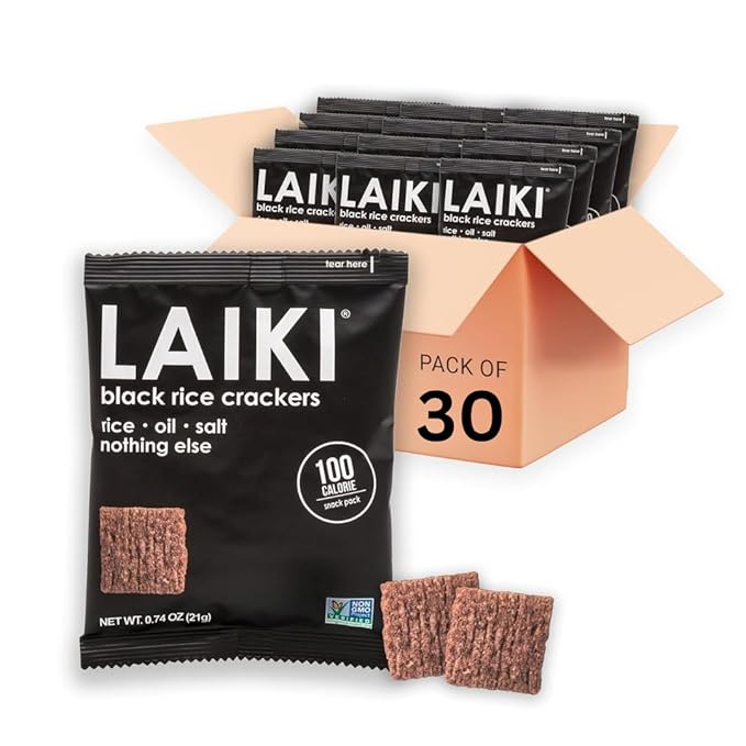 Gluten Free Rice Crackers - Black | Low Sodium Healthy Snack | Vegan SEED-OIL FREE Snack | NON-GMO
