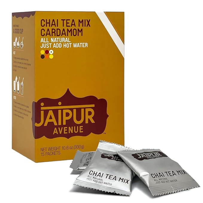 Jaipur Avenue Cardamom Chai Tea Mix Crafted with All-Natural Assam Black Tea, Cardamom, Cane Sugar