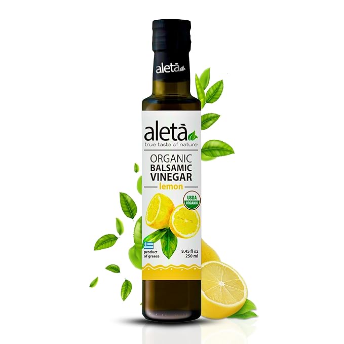 Aleta Farms Balsamic Vinegar, Premium Quality Lemon Infused Balsamic Glaze, USDA Organic, Perfect